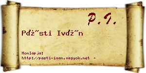 Pásti Iván névjegykártya